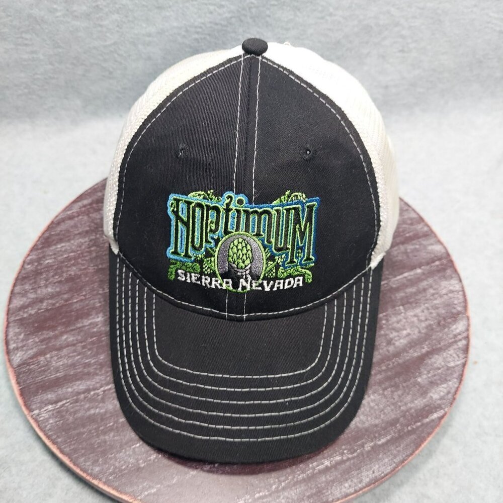 Sierra Nevada Optimum Trucker Hat Black & White Mesh Adjustable Back